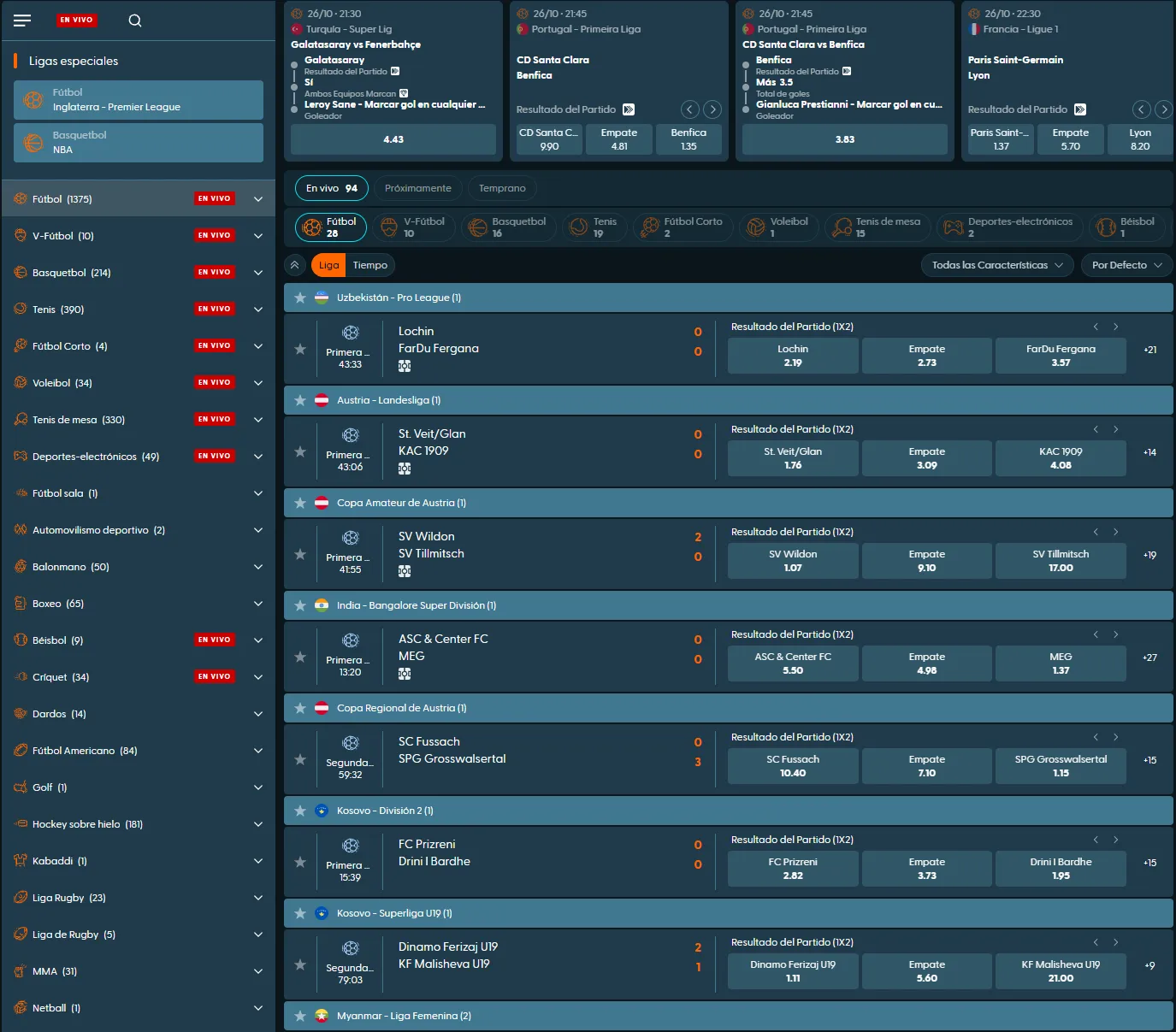Cobertura deportiva disponible en LocoWin